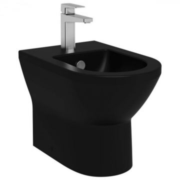 Bideu lipit de perete 54cm cu orificiu pentru baterie, cu orificii laterale, negru mat 7039B083-0290